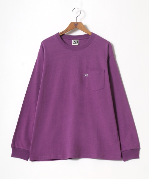 Lee（リー）の「Lee/リー ポケット ワンポイント ミニロゴ刺繍 ロングスリーブTシャツ（Tシャツ/カットソー・メンズ・ホワイト/チャコールグレー/ベージュ/パープル/ブルー/グリーン・M/L/XL）」の14枚目の写真