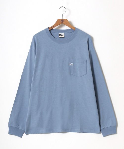 Lee（リー）の「Lee/リー ポケット ワンポイント ミニロゴ刺繍 ロングスリーブTシャツ（Tシャツ/カットソー・メンズ・ホワイト/チャコールグレー/ベージュ/パープル/ブルー/グリーン・M/L/XL）」の13枚目の写真