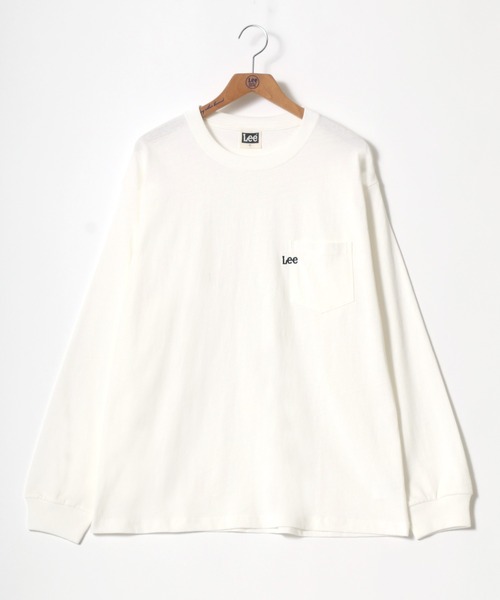 Lee（リー）の「Lee/リー ポケット ワンポイント ミニロゴ刺繍 ロングスリーブTシャツ（Tシャツ/カットソー・メンズ・ホワイト/チャコールグレー/ベージュ/パープル/ブルー/グリーン・M/L/XL）」の9枚目の写真