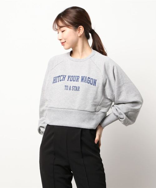 STYLEBLOCK(スタイルブロック)の「裏毛ロゴプリントショート丈プルオーバー(スウェット・レディース・ホワイト系その他/グレー/グリーン/ネイビー・M)」の3枚目の写真