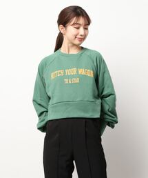 裏毛ロゴプリントショート丈プルオーバー