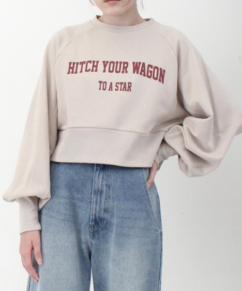 STYLEBLOCK(スタイルブロック)の「裏毛ロゴプリントショート丈プルオーバー(スウェット・レディース・ホワイト系その他/グレー/グリーン/ネイビー・M)」の2枚目の写真