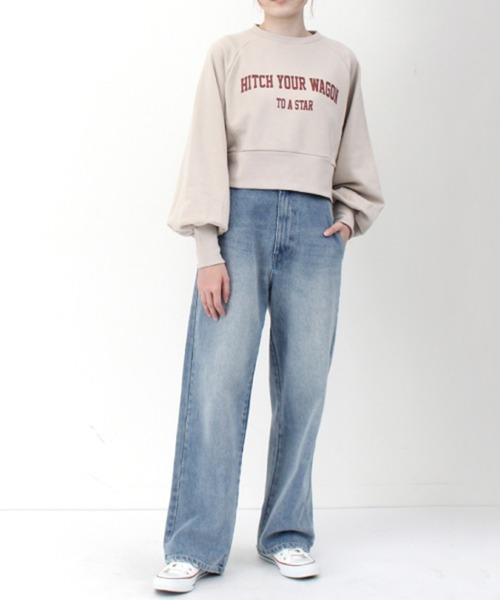 STYLEBLOCK(スタイルブロック)の「裏毛ロゴプリントショート丈プルオーバー(スウェット・レディース・ホワイト系その他/グレー/グリーン/ネイビー・M)」の8枚目の写真