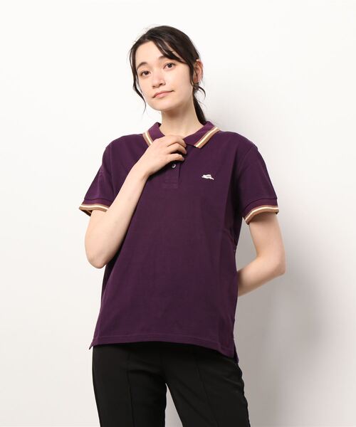 KRIFF MAYER Lady's Collection（クリフメイヤーレディースコレクション）の「抗菌ラインリブポロシャツ（ポロシャツ・レディース・ブラック/パープル/グレー/オフホワイト/ターコイズブルー/ワインレッド・MEDIUM/LARGE）」の5枚目の写真