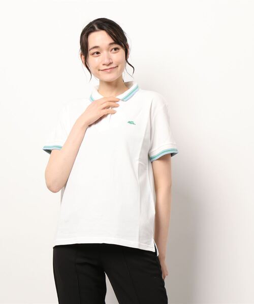 KRIFF MAYER Lady's Collection（クリフメイヤーレディースコレクション）の「抗菌ラインリブポロシャツ（ポロシャツ・レディース・ブラック/パープル/グレー/オフホワイト/ターコイズブルー/ワインレッド・MEDIUM/LARGE）」の2枚目の写真