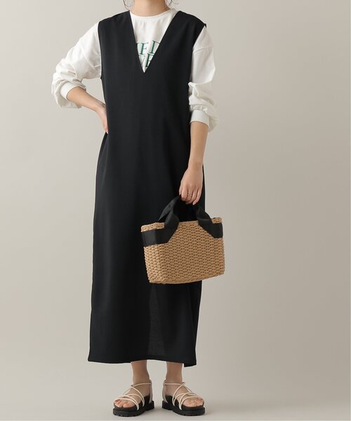 frames RAY CASSIN（フレームスレイカズン）の「リネンライクVネックノースリワンピース（ジャンパースカート・レディース・ブラック/アイボリー系/ベージュ/ブラウン・FREE）」の15枚目の写真