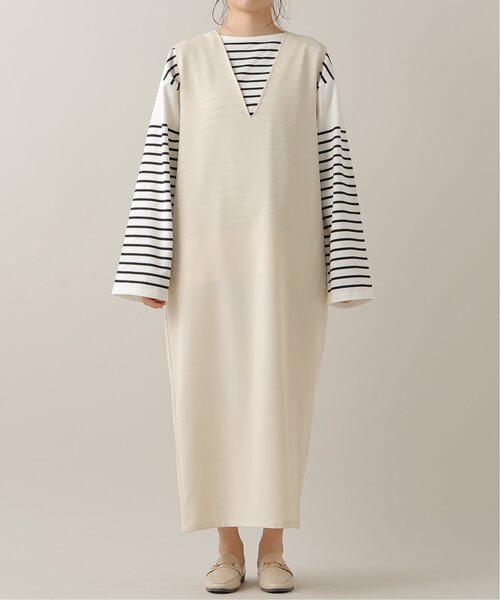 frames RAY CASSIN（フレームスレイカズン）の「リネンライクVネックノースリワンピース（ジャンパースカート・レディース・ブラック/アイボリー系/ベージュ/ブラウン・FREE）」の8枚目の写真