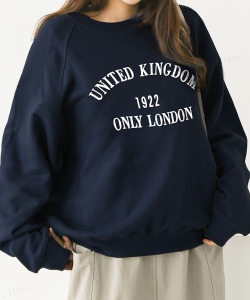 トレーナー スウェット 韓国ファッションNAPOLITAN刺繍ロゴオーバーサイズ スウェット レディース トレーナー スウェット 刺繍カラフルロゴスウェット レディース
