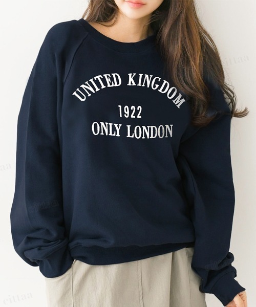 Dalfwin（ダールフィン）の「韓国ファッションUNITED刺繍ロゴオーバーサイズスウェットトレーナー（スウェット・レディース・ネイビー/グレー/オートミール/ベージュ系その他2/グレー系その他2/ブルー系その他2・FREE）」の7枚目の写真