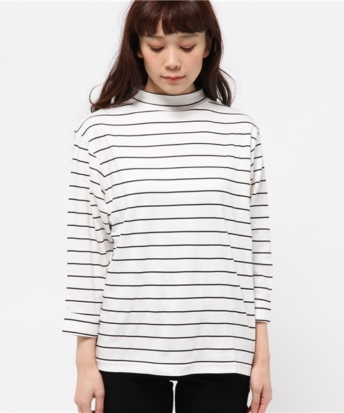 Kastane（カスタネ）の「【Kastane】細ボーダーハイネックプルオーバー（Tシャツ/カットソー・レディース・オフホワイト/ブラック・FREE）」の4枚目の写真