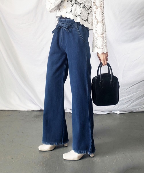 ウエストリボンハイウエストストレートデニムパンツ デニムパンツ Me Em Select ミームセレクト のファッション通販 Zozotown