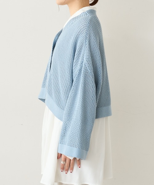 PUAL CE CIN（ピュアルセシン）の「【Du noir】メッシュニットカーディガン（カーディガン/ボレロ・レディース・ライトグレー/ブラック/サックスブルー・FREE）」の17枚目の写真