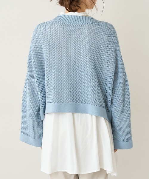 PUAL CE CIN（ピュアルセシン）の「【Du noir】メッシュニットカーディガン（カーディガン/ボレロ・レディース・ライトグレー/ブラック/サックスブルー・FREE）」の18枚目の写真