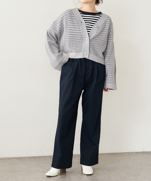 PUAL CE CIN（ピュアルセシン）の「【Du noir】メッシュニットカーディガン（カーディガン/ボレロ・レディース・ライトグレー/ブラック/サックスブルー・FREE）」の6枚目の写真