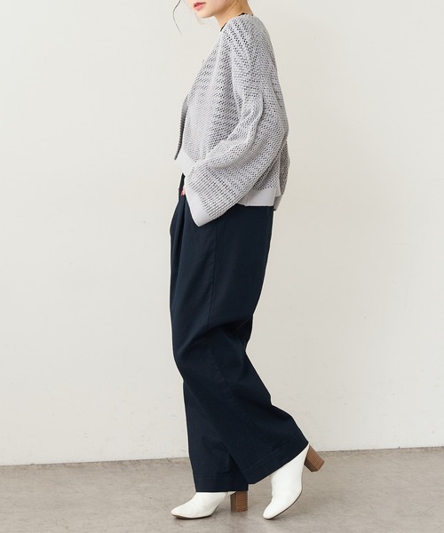 PUAL CE CIN（ピュアルセシン）の「【Du noir】メッシュニットカーディガン（カーディガン/ボレロ・レディース・ライトグレー/ブラック/サックスブルー・FREE）」の7枚目の写真