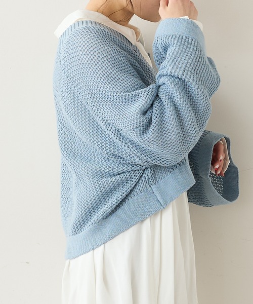 PUAL CE CIN（ピュアルセシン）の「【Du noir】メッシュニットカーディガン（カーディガン/ボレロ・レディース・ライトグレー/ブラック/サックスブルー・FREE）」の9枚目の写真