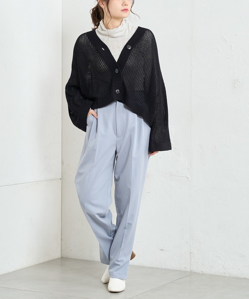PUAL CE CIN（ピュアルセシン）の「【Du noir】メッシュニットカーディガン（カーディガン/ボレロ・レディース・ライトグレー/ブラック/サックスブルー・FREE）」の14枚目の写真
