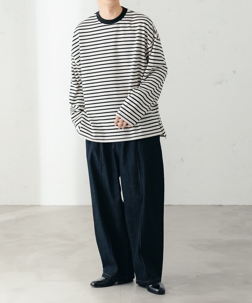 epnok(エプノック)の「ベーシックルーズボーダーロンT(Tシャツ/カットソー・メンズ・ブラック/オフホワイト・MEDIUM/LARGE/SMALL)」の7枚目の写真