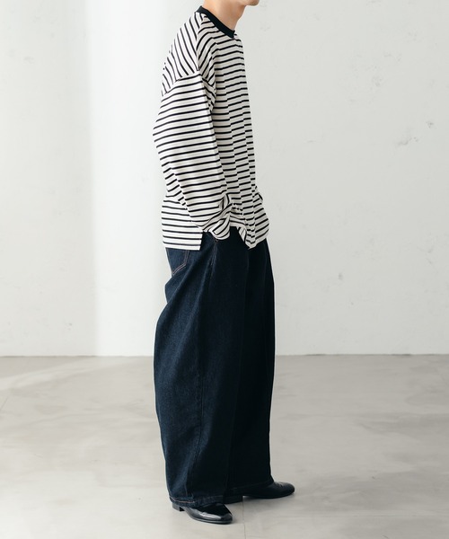 epnok(エプノック)の「ベーシックルーズボーダーロンT(Tシャツ/カットソー・メンズ・ブラック/オフホワイト・MEDIUM/LARGE/SMALL)」の8枚目の写真