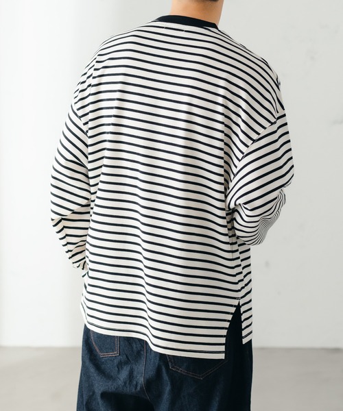 epnok(エプノック)の「ベーシックルーズボーダーロンT(Tシャツ/カットソー・メンズ・ブラック/オフホワイト・MEDIUM/LARGE/SMALL)」の6枚目の写真
