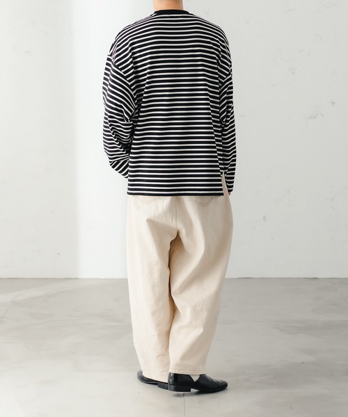 epnok(エプノック)の「ベーシックルーズボーダーロンT(Tシャツ/カットソー・メンズ・ブラック/オフホワイト・MEDIUM/LARGE/SMALL)」の21枚目の写真