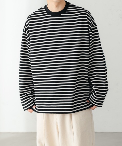 epnok(エプノック)の「ベーシックルーズボーダーロンT(Tシャツ/カットソー・メンズ・ブラック/オフホワイト・MEDIUM/LARGE/SMALL)」の15枚目の写真