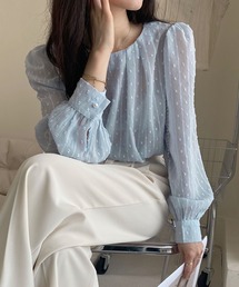 ドット織シアーシフォンタックブラウス