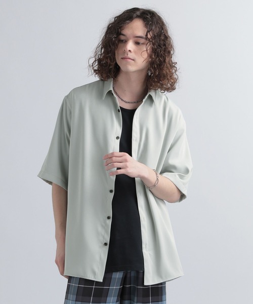 HARE(ハレ)の「トロミシャツSS(HARE)(シャツ/ブラウス・メンズ・ブラック/オフホワイト/ブルー/ライトグリーン/パープル/グリーン/ブラウン系その他・SMALL/MEDIUM)」の5枚目の写真