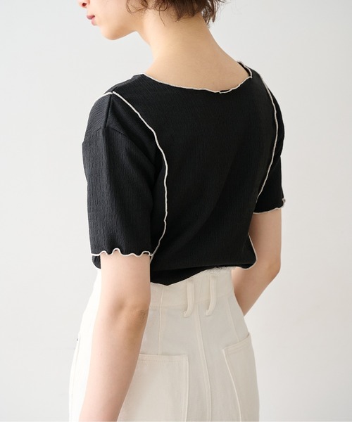 FREE'S MART（フリーズマート）の「◆配色メローシャーリングカットソー（Tシャツ/カットソー・レディース・ホワイト/ブラック/オレンジ・FREE）」の13枚目の写真