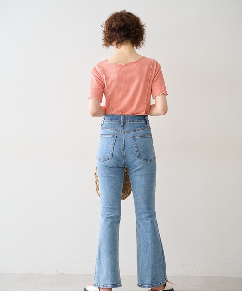 FREE'S MART（フリーズマート）の「◆配色メローシャーリングカットソー（Tシャツ/カットソー・レディース・ホワイト/ブラック/オレンジ・FREE）」の5枚目の写真