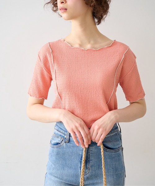 FREE'S MART（フリーズマート）の「◆配色メローシャーリングカットソー（Tシャツ/カットソー・レディース・ホワイト/ブラック/オレンジ・FREE）」の11枚目の写真