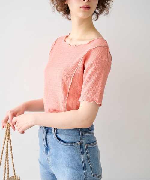 FREE'S MART（フリーズマート）の「◆配色メローシャーリングカットソー（Tシャツ/カットソー・レディース・ホワイト/ブラック/オレンジ・FREE）」の21枚目の写真