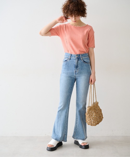 FREE'S MART（フリーズマート）の「◆配色メローシャーリングカットソー（Tシャツ/カットソー・レディース・ホワイト/ブラック/オレンジ・FREE）」の18枚目の写真