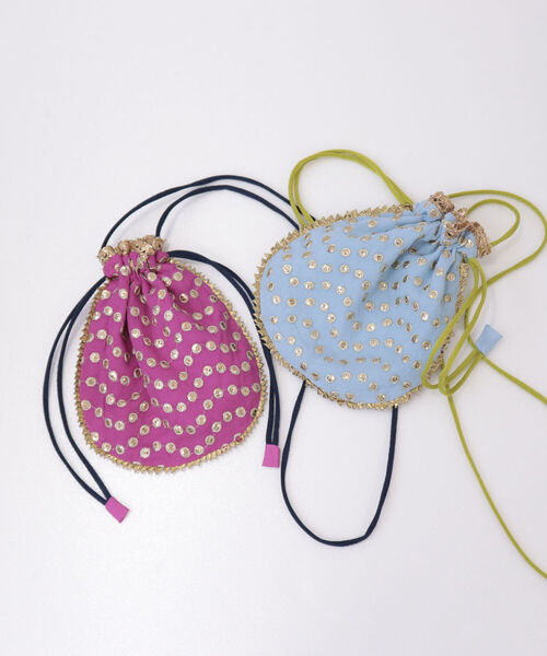 NE QUITTEZ PAS!（ヌキテパ）の「【ne Quittez pas/ ヌキテパ】ドット刺繍巾着バッグ（ショルダーバッグ・レディース・ピンク/サックスブルー・FREE）」の3枚目の写真