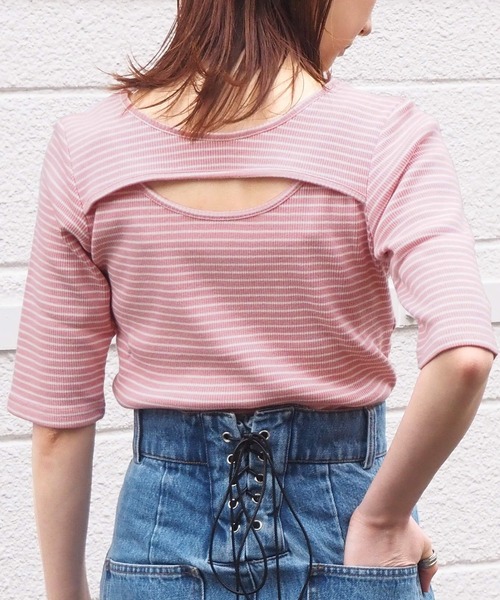 tiptop(ティップトップ)の「前後2wayレイヤードデザインプルオーバー(Tシャツ/カットソー・レディース・ブラック/オフホワイト/ピンク/ホワイト系その他・FREE)」の2枚目の写真