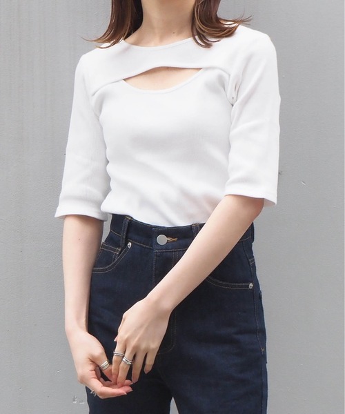 tiptop(ティップトップ)の「前後2wayレイヤードデザインプルオーバー(Tシャツ/カットソー・レディース・ブラック/オフホワイト/ピンク/ホワイト系その他・FREE)」の6枚目の写真