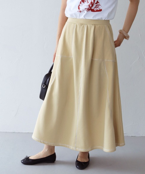 HER CLOSET（ハークローゼット）の「【shemoshelly】切り替えステッチカットフレアスカート（スカート・レディース・ブラック/オレンジ/アイボリー/ブラウン・M）」の15枚目の写真