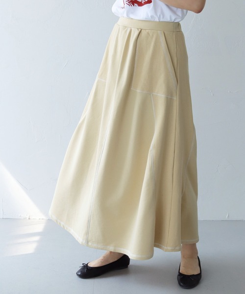 HER CLOSET（ハークローゼット）の「【shemoshelly】切り替えステッチカットフレアスカート（スカート・レディース・ブラック/オレンジ/アイボリー/ブラウン・M）」の5枚目の写真