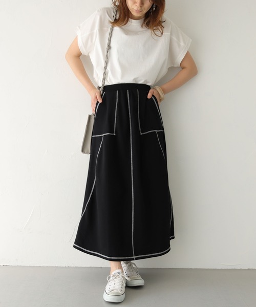 HER CLOSET（ハークローゼット）の「【shemoshelly】切り替えステッチカットフレアスカート（スカート・レディース・ブラック/オレンジ/アイボリー/ブラウン・M）」の7枚目の写真