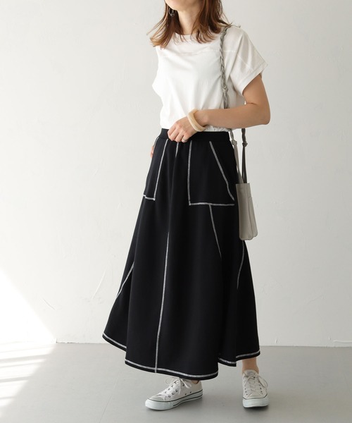 HER CLOSET（ハークローゼット）の「【shemoshelly】切り替えステッチカットフレアスカート（スカート・レディース・ブラック/オレンジ/アイボリー/ブラウン・M）」の12枚目の写真