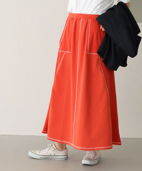 HER CLOSET（ハークローゼット）の「【shemoshelly】切り替えステッチカットフレアスカート（スカート・レディース・ブラック/オレンジ/アイボリー/ブラウン・M）」の18枚目の写真