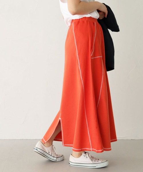 HER CLOSET（ハークローゼット）の「【shemoshelly】切り替えステッチカットフレアスカート（スカート・レディース・ブラック/オレンジ/アイボリー/ブラウン・M）」の8枚目の写真