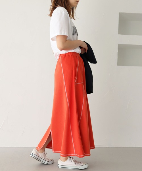 HER CLOSET（ハークローゼット）の「【shemoshelly】切り替えステッチカットフレアスカート（スカート・レディース・ブラック/オレンジ/アイボリー/ブラウン・M）」の19枚目の写真