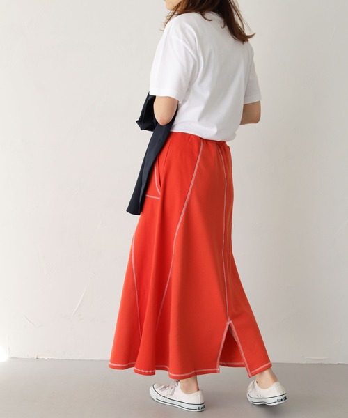 HER CLOSET（ハークローゼット）の「【shemoshelly】切り替えステッチカットフレアスカート（スカート・レディース・ブラック/オレンジ/アイボリー/ブラウン・M）」の14枚目の写真