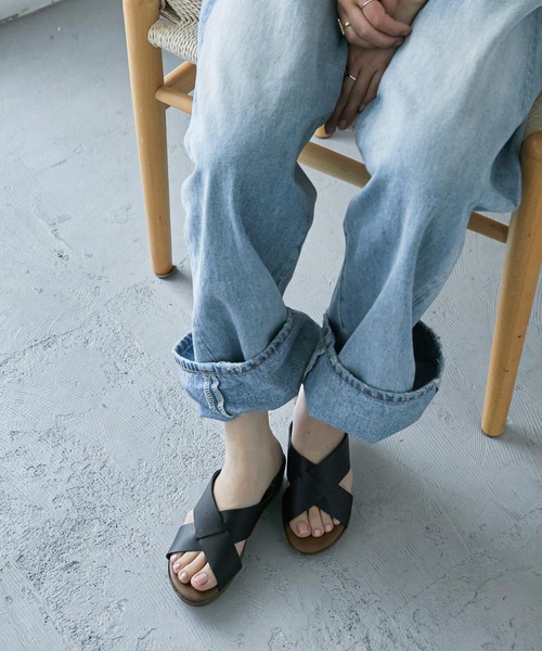 Fashion Letter(ファッションレター)の「日本製ウェッジソールクロスデザインサンダル 痛くないサンダル(サンダル・レディース・ブラック/ダークブラウン/キャメル/ホワイト・S/M/L/LL)」の9枚目の写真