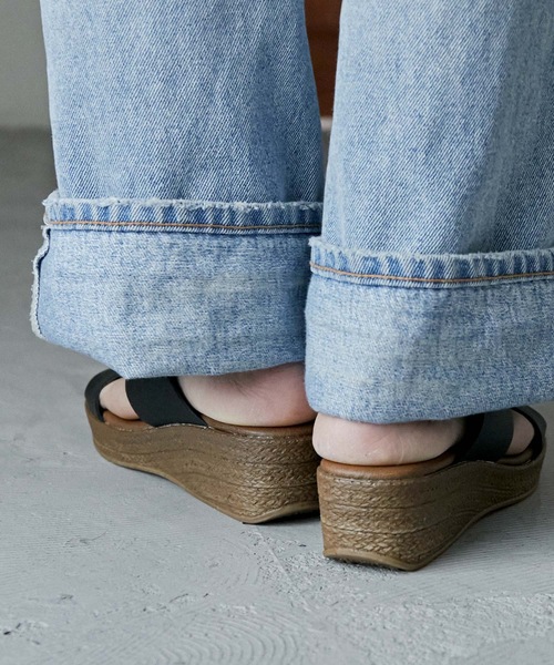 Fashion Letter(ファッションレター)の「日本製ウェッジソールクロスデザインサンダル 痛くないサンダル(サンダル・レディース・ブラック/ダークブラウン/キャメル/ホワイト・S/M/L/LL)」の6枚目の写真