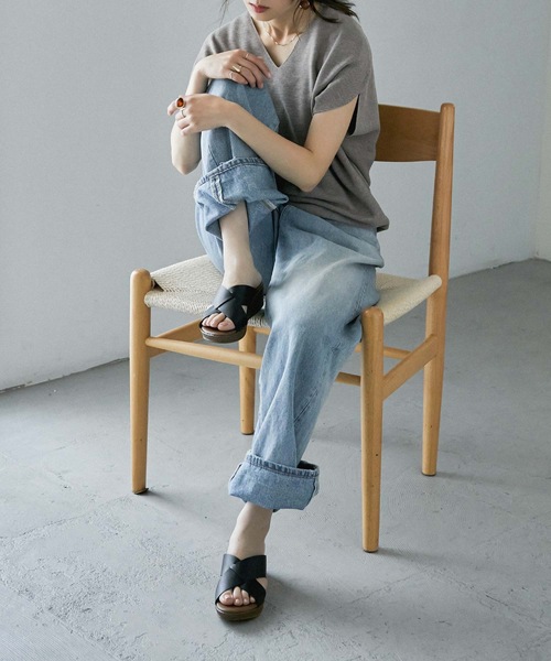 Fashion Letter(ファッションレター)の「日本製ウェッジソールクロスデザインサンダル 痛くないサンダル(サンダル・レディース・ブラック/ダークブラウン/キャメル/ホワイト・S/M/L/LL)」の19枚目の写真