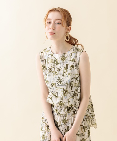 CLOCHE（クロシェ）の「cloche 街柄綿ブラウス（シャツ/ブラウス・レディース・ホワイト/カーキ/ブルー・FREE）」の3枚目の写真