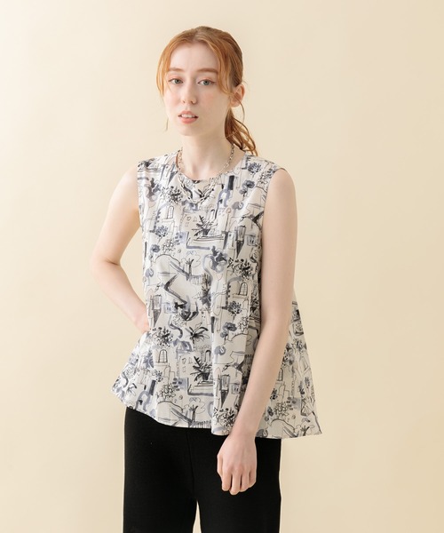 CLOCHE（クロシェ）の「cloche 街柄綿ブラウス（シャツ/ブラウス・レディース・ホワイト/カーキ/ブルー・FREE）」の8枚目の写真