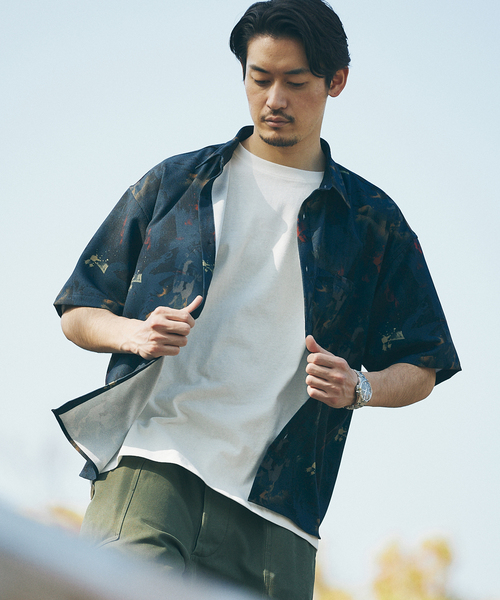 JOURNAL STANDARD(ジャーナルスタンダード)の「ウォールペイント レギュラーシャツ(シャツ/ブラウス・メンズ・ベージュ/グリーン系その他/ネイビー/イエロー系その他・MEDIUM/LARGE)」の14枚目の写真